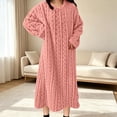 thumbnail image 6 of Ohufall Pajamas Dress for Women Warm Winter Fleece Bathrobe Nightgown Loungewear Crew Neck Long Sleep Robe, 6 of 9