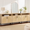 thumbnail image 4 of Best Choice Products Arched 2-Door Rattan Cabinet, Sideboard, Buffet, w/ Cord Cutout, Adjustable Storage Shelf - Brown, 4 of 9