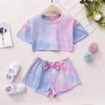 thumbnail image 3 of NZRVAWS 18 Months Toddler Baby Girls Outfits Set 24 Months Girls Short Sleeve Tie-dyed Top Shorts Set 2PCS Set, 3 of 9