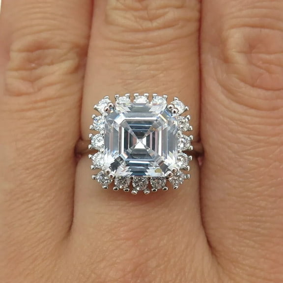 2Ct Asscher Cut Lab Created Diamond Women's Wedding Ring 14K White Gold Plated