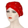 thumbnail image 2 of Women Beading Braid India Hat Muslim Ruffle Cancer Chemo Beanie Turban Wrap Cap, 2 of 9