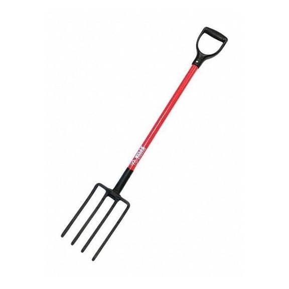 Bully Tools Spading Fork,Fiberglass,D-Grip Handle 92370
