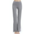 thumbnail image 1 of Grianlook Women Yoga Pants High Waist Leggings Solid Color Stretch Bottoms Straight Leg Ladies Tummy Control Elastic Waisted Full-length Plain Light Gray XL, 1 of 3