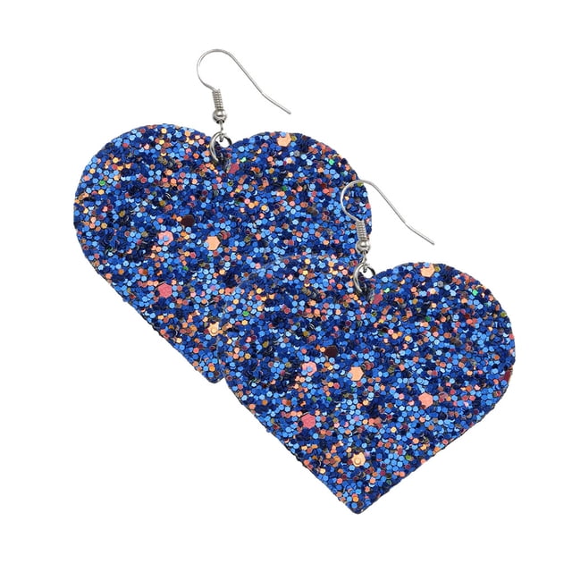 Qarigey Pendientes con purpurina en forma de corazón, colgantes de oreja, joyería exagerada de colores mezclados, elementos colgantes, Ropa, zapatos y accesorios Miscelánea Azul