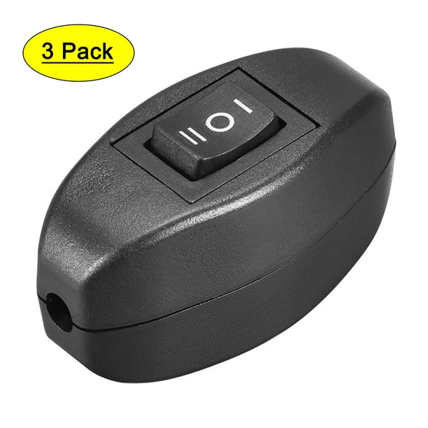 Interruptor de Cable en Línea Unique Bargains AC250V 6A/ 125V para Lámpara de Mesa de Dormitorio Luz de Escritorio Negro 3pcs