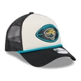 thumbnail image 3 of Men's New Era Stone/Black Jacksonville Jaguars 2024 Sideline Historic 9FORTY A-Frame Trucker Adjustable Hat, 3 of 6