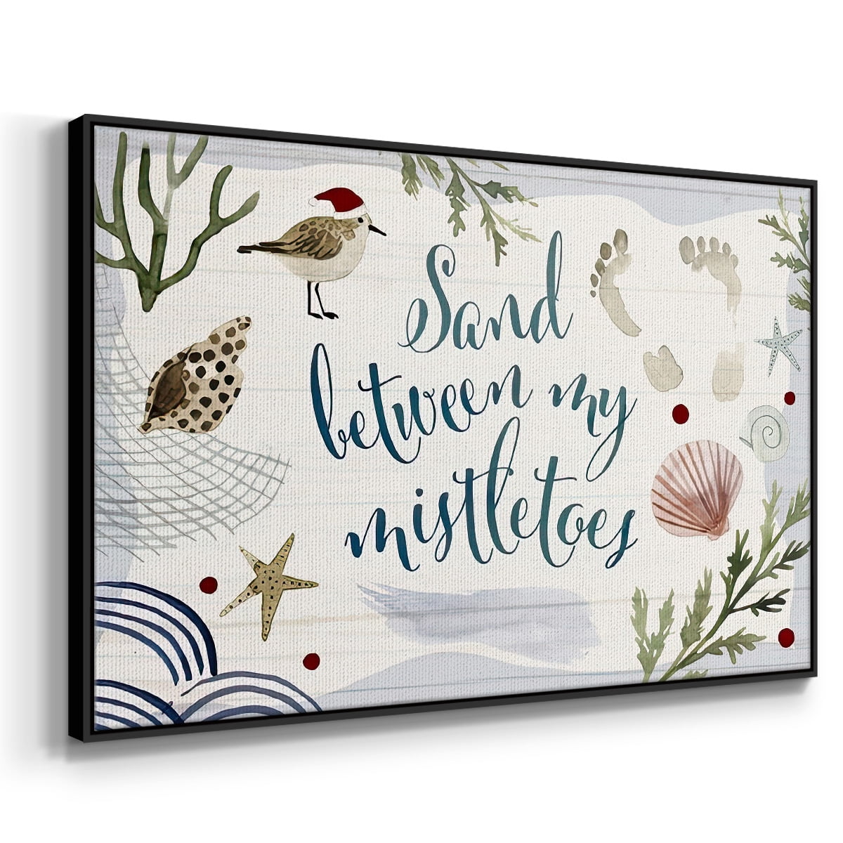 Sun-kissed Christmas Collection A - Framed Gallery Wrapped Holiday Canvas - 17 x 25 - Black Frame