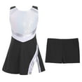thumbnail image 4 of Oyolan Kids Girls Cheerleading Outfit Cheer Leader Uniform Sequin Dress with Booty Shorts Set Black 3, 4 of 7