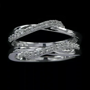 2 CT Round Cut White Lab-Created Diamond Enhancer Wedding Ring Guard Wrap 14k White Gold Plated
