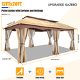 thumbnail image 3 of COBIZI 12X20 Heavy Duty Gazebo Outdoor Gazebo with Mosquito Netting and Curtains,Canopy Tent Deck Gazebo with Double-Arc Roof Ventiation and Metal Steel Frame Suitable for Lawn, Backyard, Patio,Khaki, 3 of 12