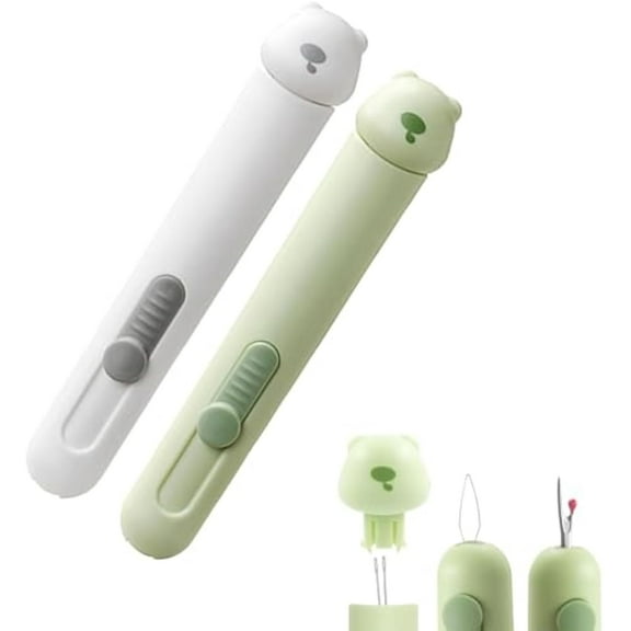 2 in 1 Needle Threader, 2-in-1 Needle Threader & Seam Ripper Tool, Ruuvee Seam Ripper, Threading and Unthreading Sewing Seam for, Crafts and Knitting Unthreading Supp