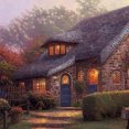 thumbnail image 4 of Paisaje de la casa Diamante de imitación redondo Pintura de cristal de punto de cruz Decoración del hogar Imagen de cristal Vogacara JJ15241-02, 4 of 6