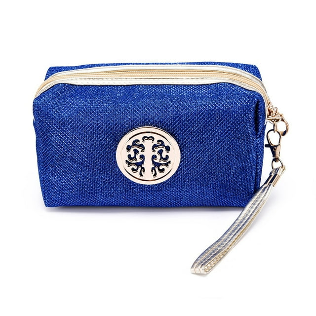Bolsa organizadora de maquillaje para cosméticos de viaje de nailon portátil de moda (azul)