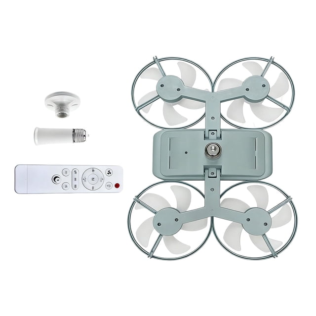BotaniNest Drone Style LED Ceiling Fan Light Three Adjustable Color Modes Modern Drone Shaped Ceiling Fan Lamp E27 Lamp Holder Remote Control Extension Rod Suitable For Bedrooms Living