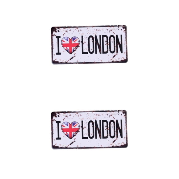 Cateissary Decorative Tinplate Sigh Plaque Painting for Bar Home Wall 2piezas amo a londen 30x15cm