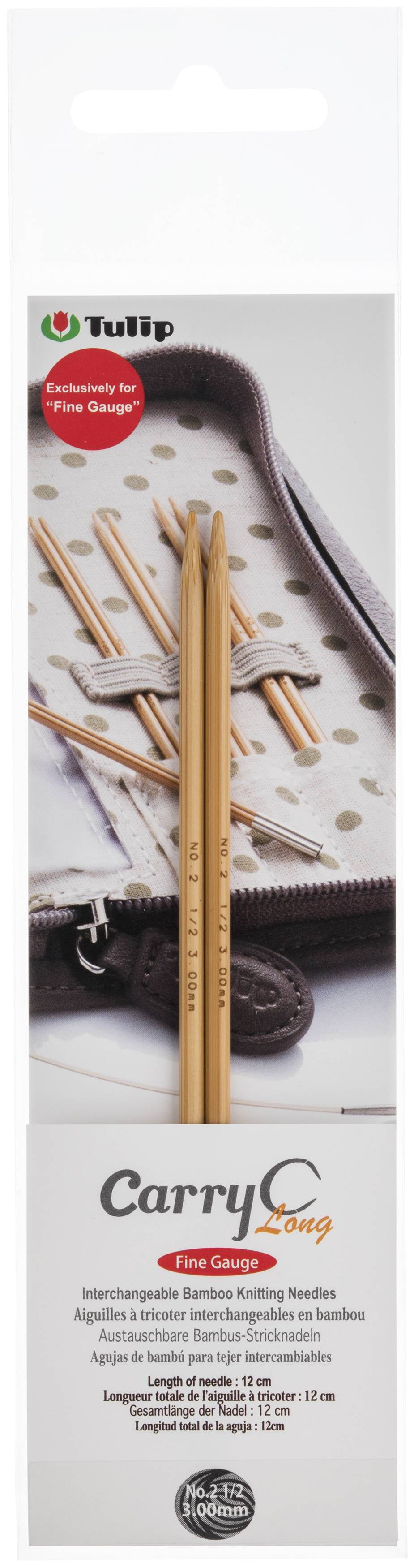 Tulip Carry C Intchg Bamboo Long Fine Gauge Knitting Needles-Size 2.5/3.00mm 