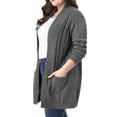 thumbnail image 4 of MODA NOVA Juniors Plus Size Relaxed Fit Open Front Long Sleeves Kimono Style Sweater Cardigan, 4 of 6