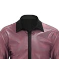 thumbnail image 4 of pstuiky Camisas casuales de manga larga para hombre, Camisa de manga larga con cuello vuelto para hombre, estilo informal, color liso, para discoteca Tops casuales para hombres xxl, 4 of 6