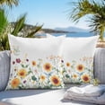 thumbnail image 4 of Daisy Flower Outdoor Pillow Covers Pack of 2 Wildflower Leaf Plant Retro Waterproof Throw Pillow Covers Decorative Cushion Cases for Patio Garden Tent Balcony Couch 18x18 inch, 4 of 8