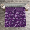 thumbnail image 3 of Ambesonne Purple Quilted Bedspread Set 3 Pcs, Abstract Lily Flowers, Queen Size, Purple Lilac, 3 of 3