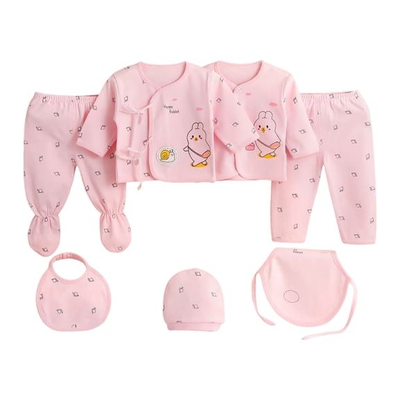 Linfrsh Girl Preemie Clothes Preemie Twin Baby Boy Clothes Baby 5PCS Sleeve Bib Tops Hat Pants Long Girls Outfits Long Sleeve Cute Light Pink,0-3 Months