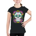 thumbnail image 2 of Floral Sugar Skull Decor Youth's T-shirt, 2 of 3