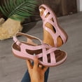 thumbnail image 5 of Gladiator Sandals for Women Open Toe Platform Low Wedge Orthopedic Walking Shoes Crooss Strappy Slingback Beach Shoes Pink Size 9.5, 5 of 8