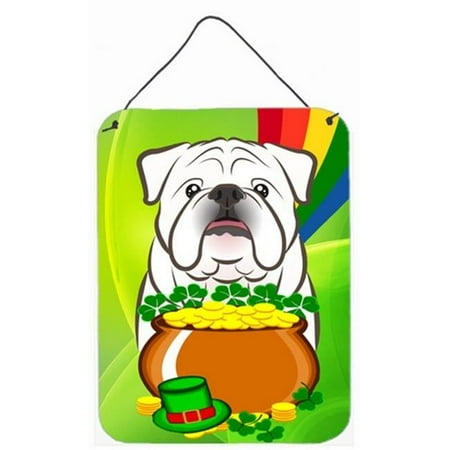 White English Bulldog St. Patricks Day Wall or Door Hanging Prints