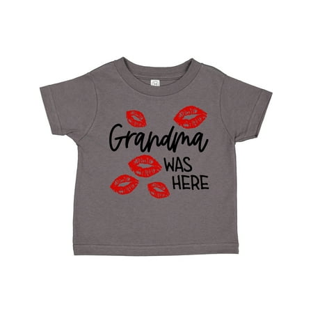 

Inktastic Grandma Was Here Red Kisses Gift Toddler Boy or Toddler Girl T-Shirt