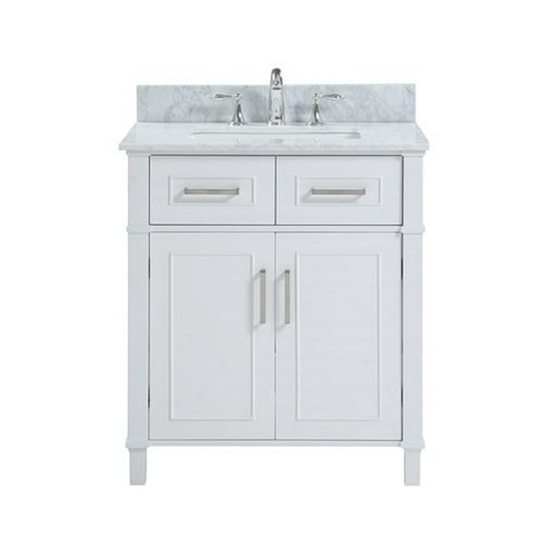 Belvedere Bath Isla 30 White, 30 Inch White Bathroom Vanity With Top And Drawers