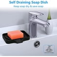 thumbnail image 3 of 3-Pack Silicone Soap Dish, Sponge Holder for Sink, Kitchen Soap Tray, Bathroom Soap Holder, Sponge Tray with Drain (Black), 3 of 7