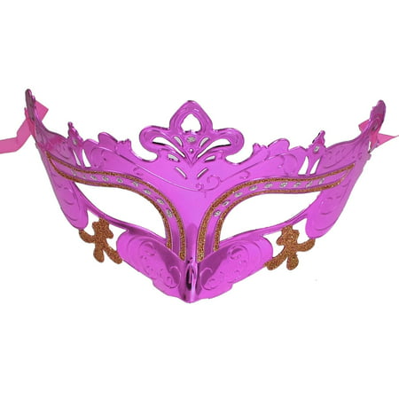 Unique Bargains Unique Bargains Self Tie Fuchsia Plastic Carnival Party Costume Crown Mask for Woman