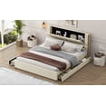 thumbnail image 6 of King Size Upholstery Platform Bed With Storage Headboard, 2 Drawers And Trundle,Beige, 6 of 9