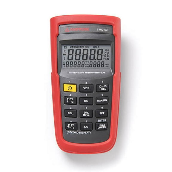 Amprobe TMD-53 K/J Type Dual Input Thermocouple Thermometer with TIME Setting, REL Setting