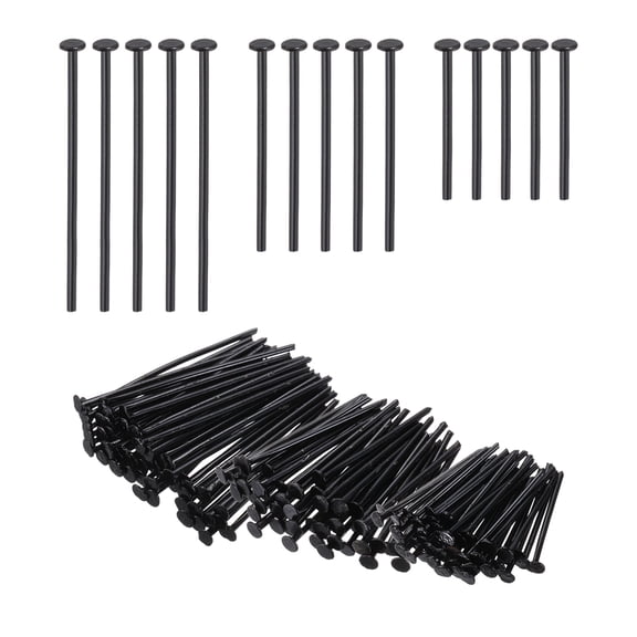 Uxcell 0.6/0.8/1Inch Flat Head Pins, Jewelry Making Headpins Straight Pins Findings Bendable for DIY Craft Bracelet Necklace Earring Pendant Making Supplies-600Pcs(Black)