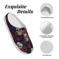 thumbnail image 5 of Daiia Roses Skulls Print Women’s Fuzzy Slippers Memory Foam Lightweight House Shoes Cozy Loafer Flannel House Shoes-44/45, 5 of 7