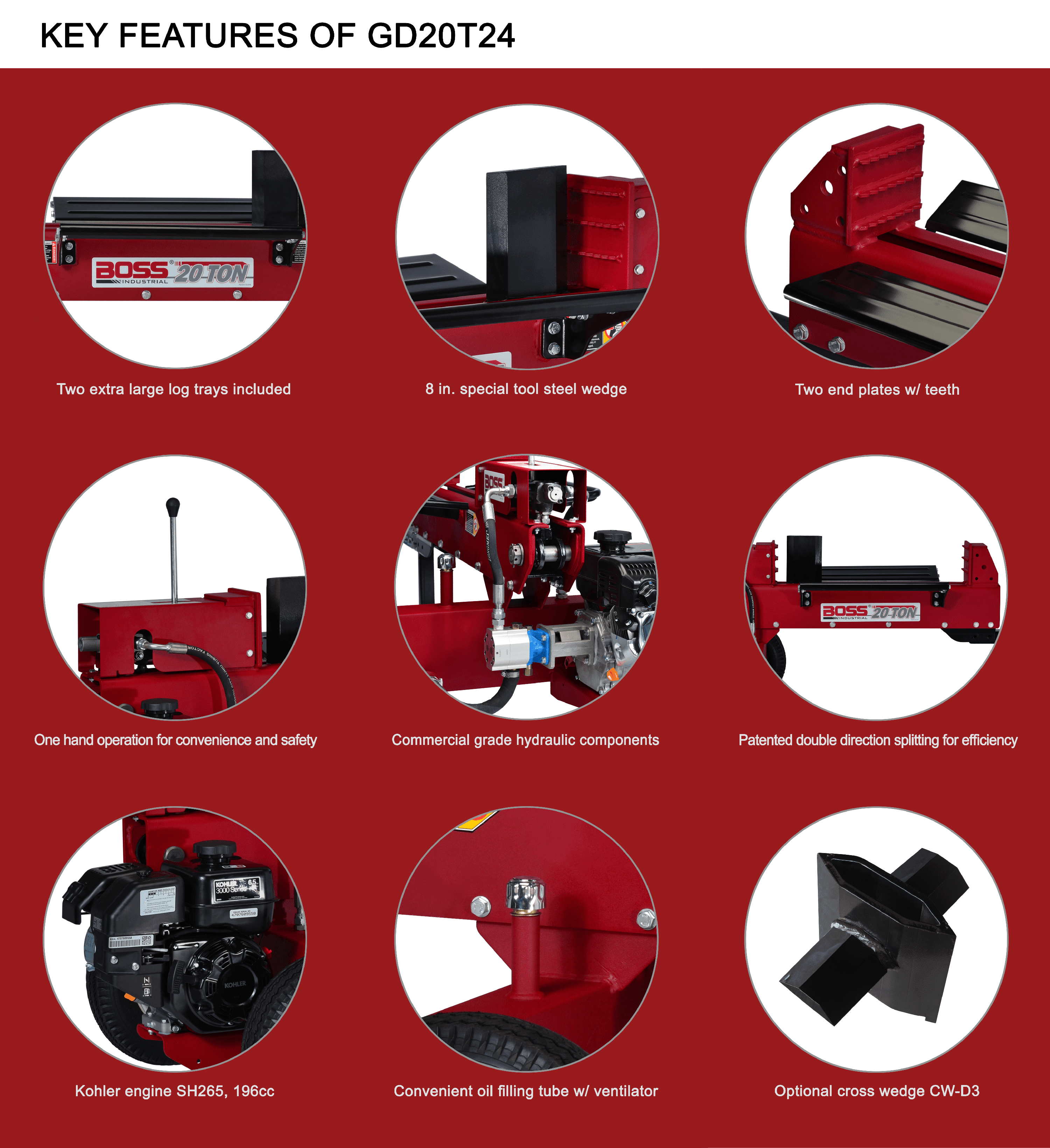 Boss dual sale action log splitter
