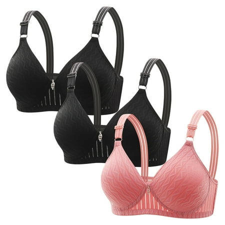 Annhoo 3PCS Plus Size Bras for Women Breathable Casual Wireless Liftup Underwear Ladies Comfort Everyday Bras