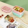 thumbnail image 2 of huanledash 850ML Lunch Box Large Capacity Portable Two Compartments Bento Container with Tableware Office Supply, 2 of 7