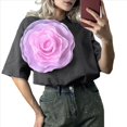 thumbnail image 1 of Camiseta de Flores 3D para Mujer, Corta, Cuello Redondo, Verano Gris L, 1 of 7