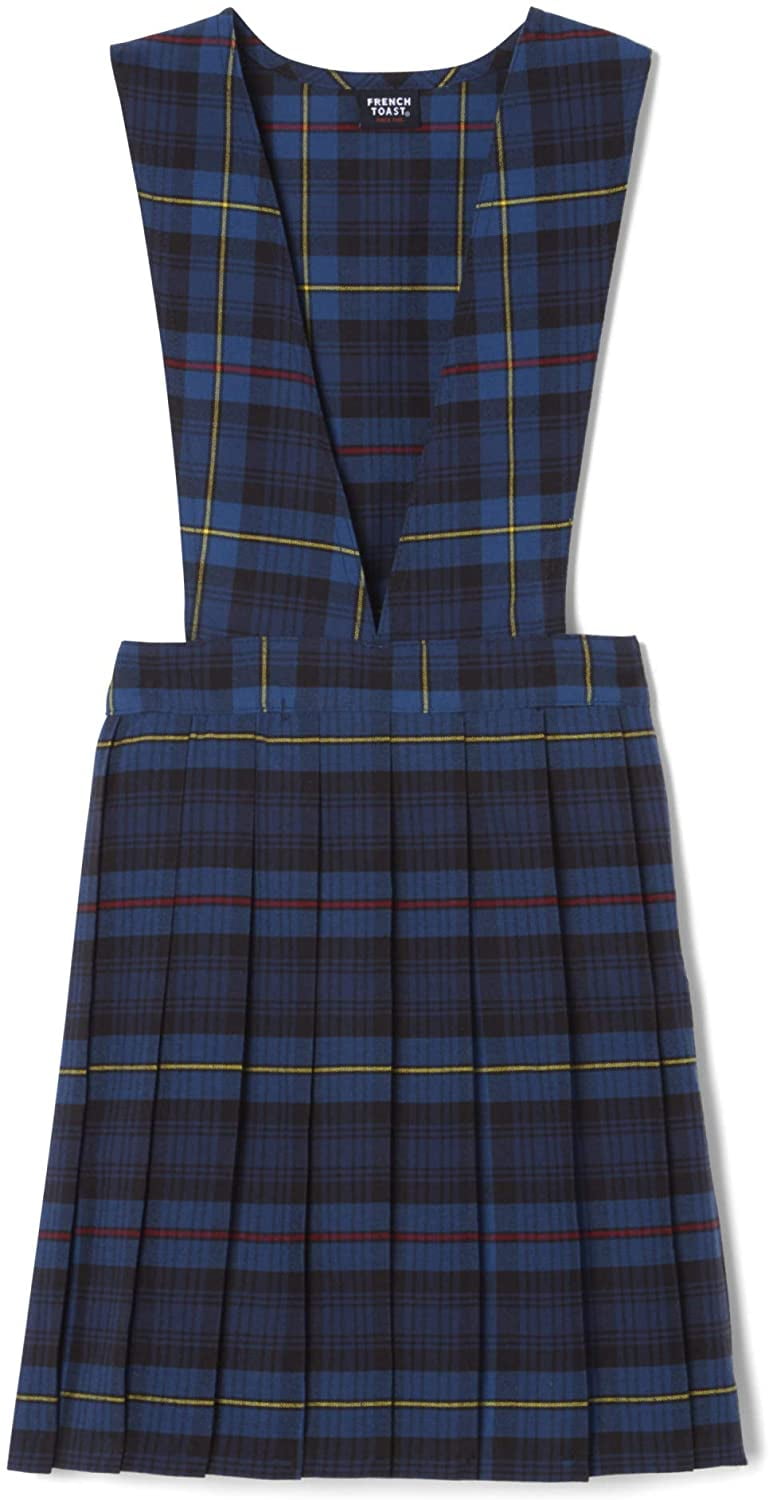 French Toast Little Girls' Plaid V-neck Jumper, Blue/Red Plaid, 6 | Walmart Canada