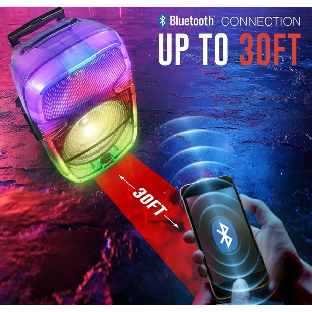 QFX Portable Bluetooth Rechargeable Speaker with Party Lights, TMS