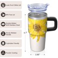 thumbnail image 3 of Sunflower 20oz Stainless Steel Tumbler with Handle and Straw – Insulated Travel Cup with Sliding Lid, 360° Full Wrap Printed Mug for Home, Outdoor & Sports Use, Foral, 3 of 6