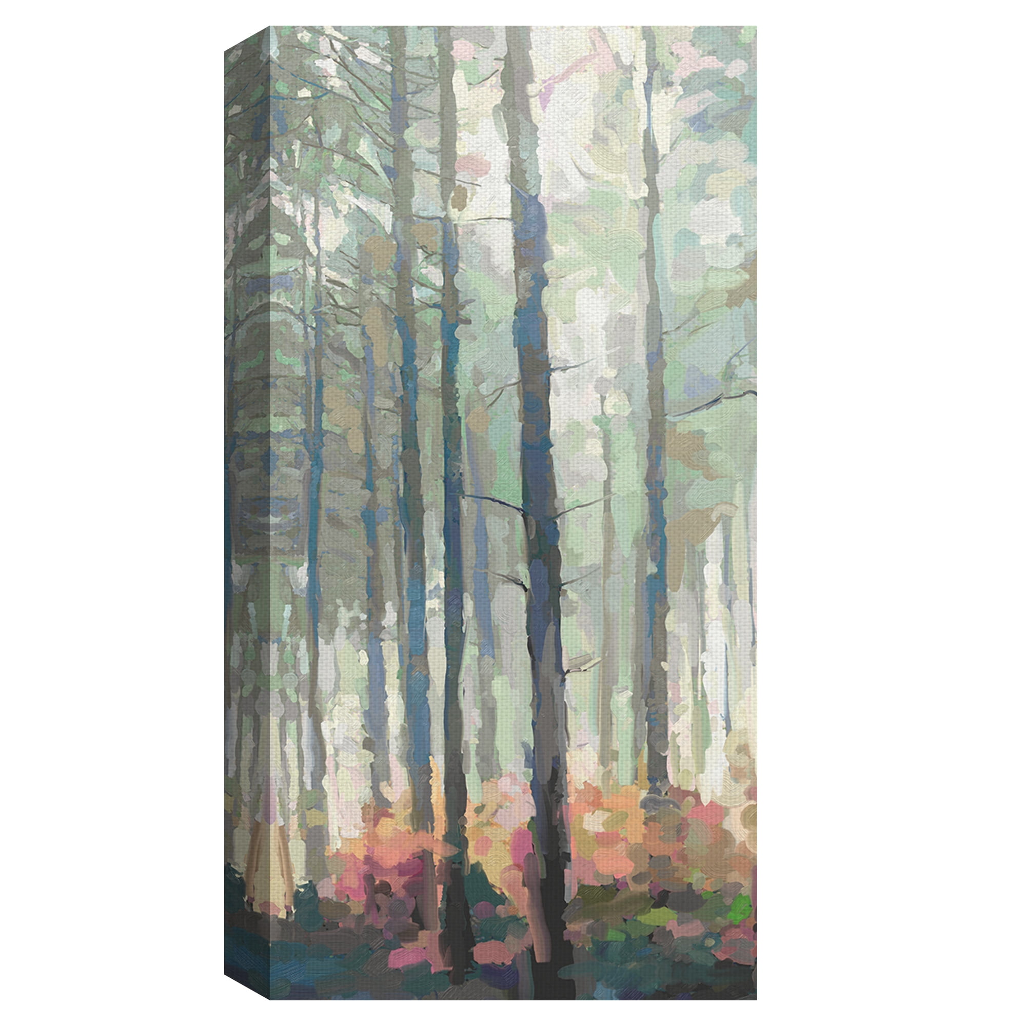 Masterpiece Art Gallery Woodland Journey Panel I Tall Forest Trees By Studio Arts Canvas Art Print 24" x 48"