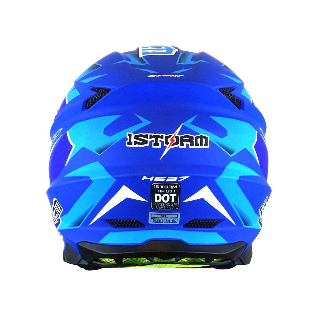 1Storm Motocross Adult Helmet Downhill Mountain Bike Helmet BMX MX ATV Dirt Bike Storm Style HF803; Storm Blue