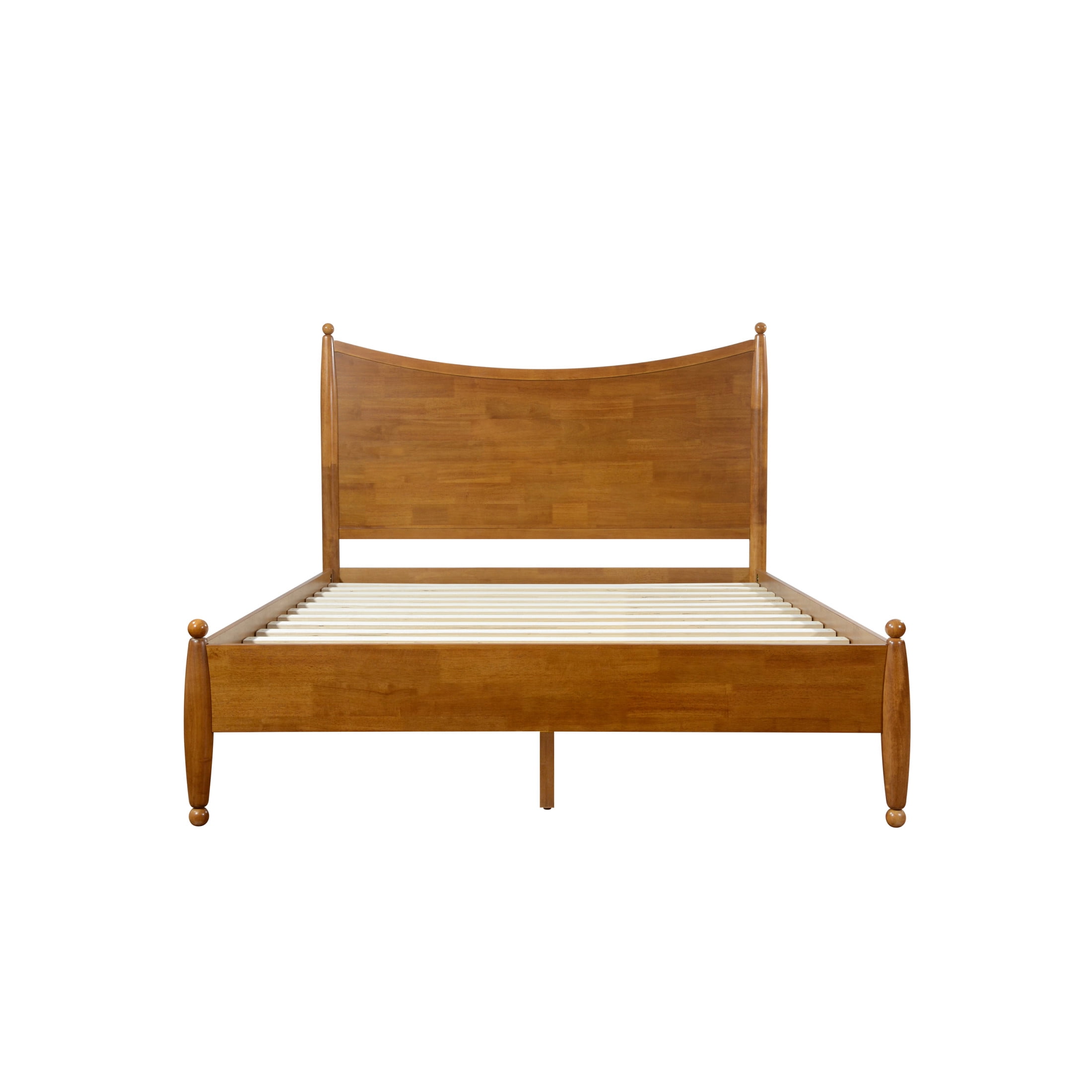 Christopher Knight Home Queen Platform Bed Frame with Curved Headboard, Solid Wood, Autumn Oak