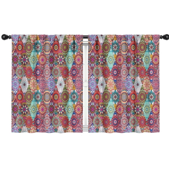 Blackout Kids Curtains,Multicolor Ethnic Diamond Pattern Childrens Insulated Curtains Set Of 2,Bedroom Essentials,Toddler Room Decor 42x54in(106x137cm)