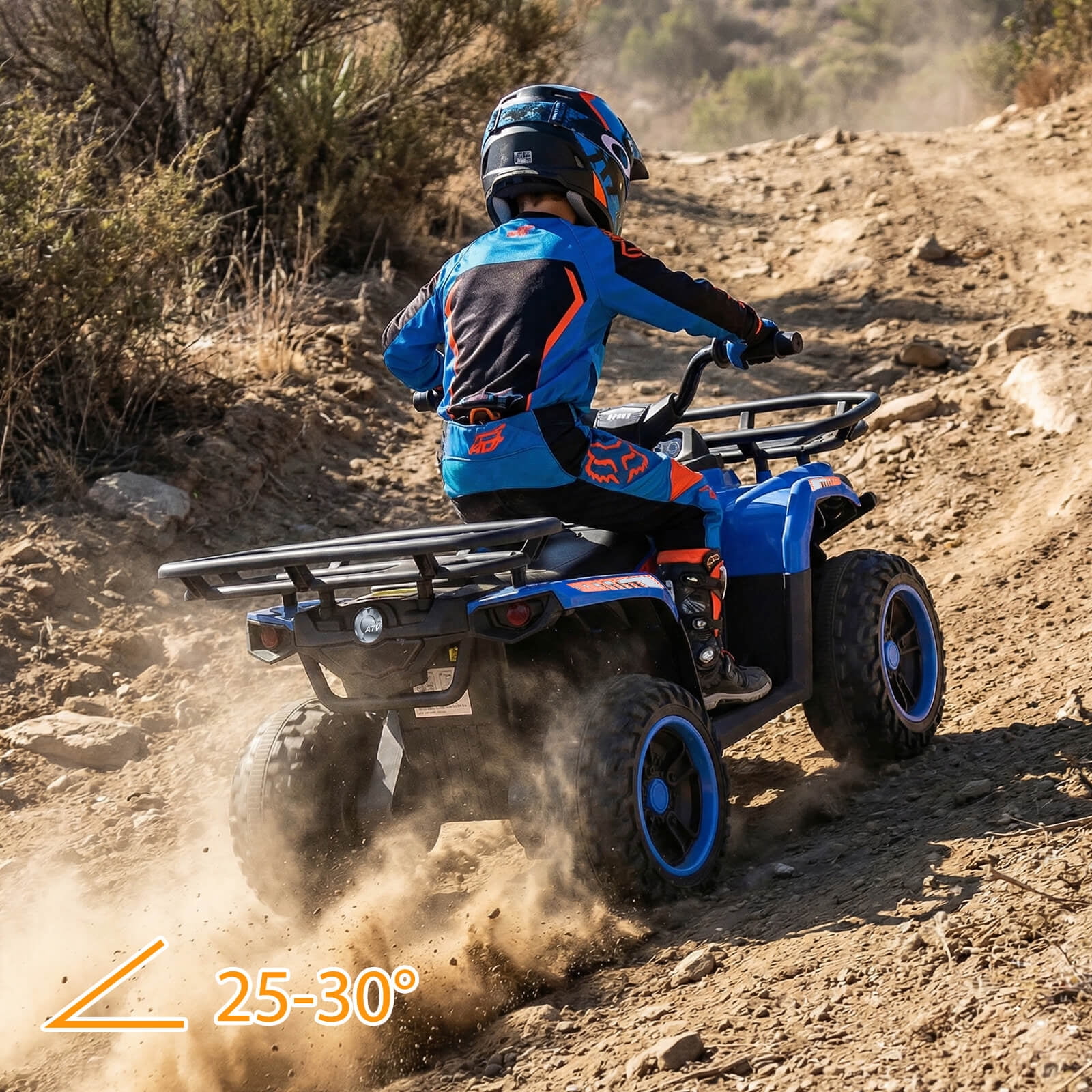 Costway 24V 4-Wheeler Ride on Toy with Slow Start, Songs, Stories, Tunes, MIC/SD/USB Port Blue