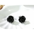 thumbnail image 6 of AeraVida Pretty Carved Blooming Black Rose .925 Silver Stud Earrings, 6 of 7