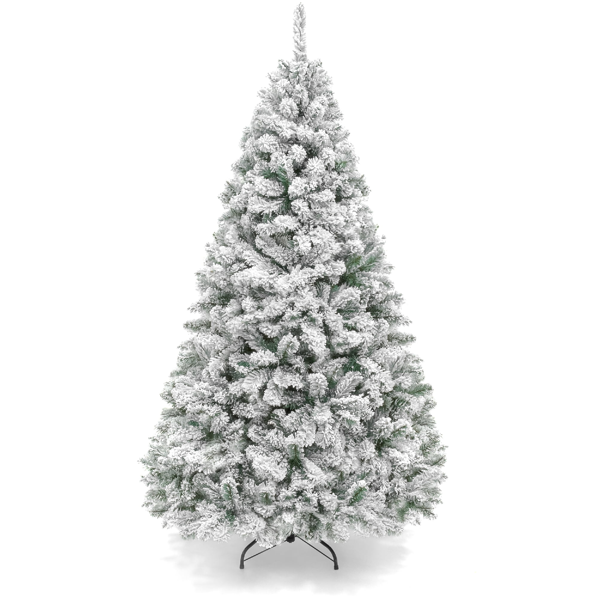 Best Choice Products Artificial Flocked Christmas Tree, 6ft Premium Unlit Pine Holiday Decor w/Metal Stand Green